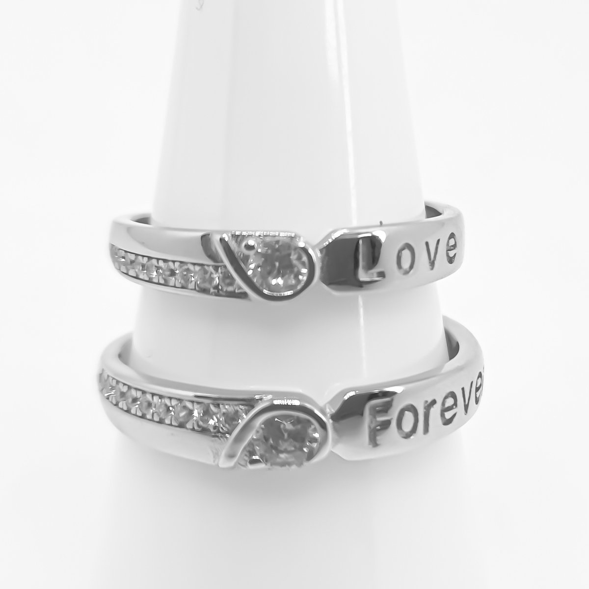 CouplesPicks forever love ring set | belofte ring | 925 zilver | dames ring | heren ring | zilveren ringen set | verstelbare ringen | verlovingsringen | vriendschapsringen | cadeau voor vriend of vriendin | matchend ringen set