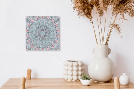 Toile Peinture Mandala - Hippie - Bohème - Blauw - 20x20 cm - Décoration murale