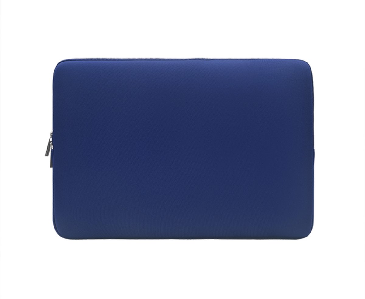 Laptophoes 13 inch donkerblauw SoftTouch neopreen sleeve met ritssluiting voor MacBook en laptop - Afbeelding 2