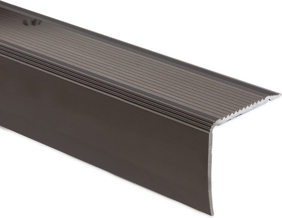 PerfectPVC PVC traprandprofiel zelfklevend 65 x 40 mm 1,00 m anti-slip profiel trapprofiel randbescherming hoekprofiel van kunststof voor traptreden trappen antraciet