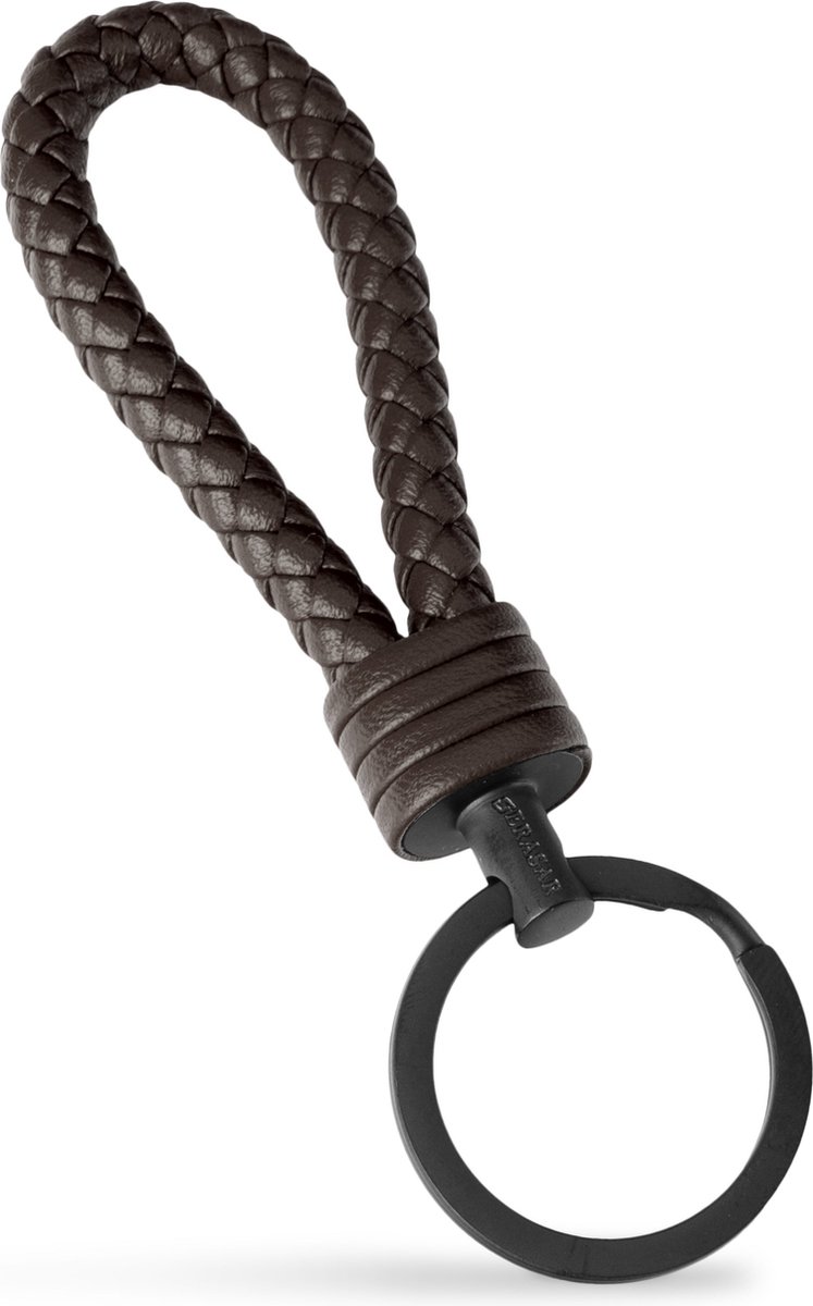 SERASAR Lederen Sleutelhanger [Strong], Bruin, Extra Ringen voor Kleine Sleutels