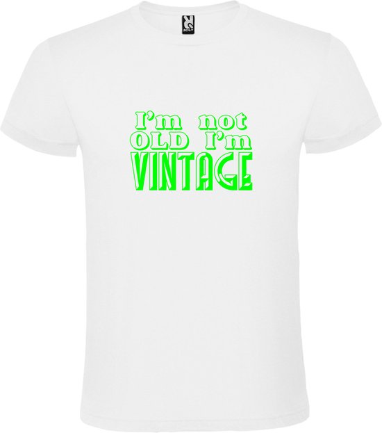 Wit T-Shirt met “ I'm not Old I'm Vintage “ print  Groen Size 3XL