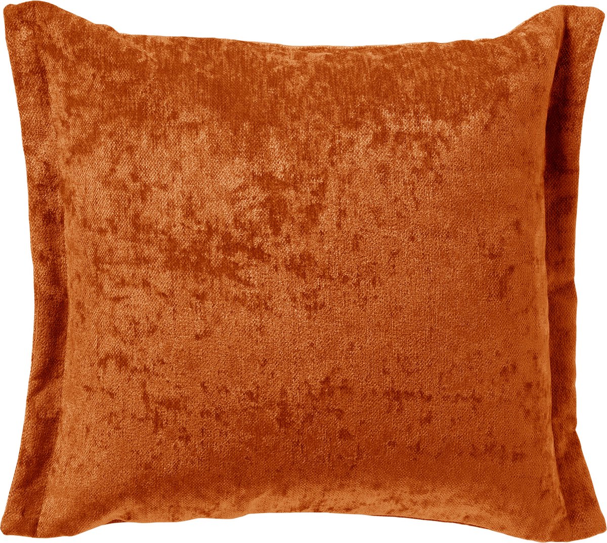 Dutch Decor LEWIS - Kussenhoes 45x45 cm - fluweel - met sierrand - Potters Clay - oranje - met rits - zonder binnenkussen Terracotta