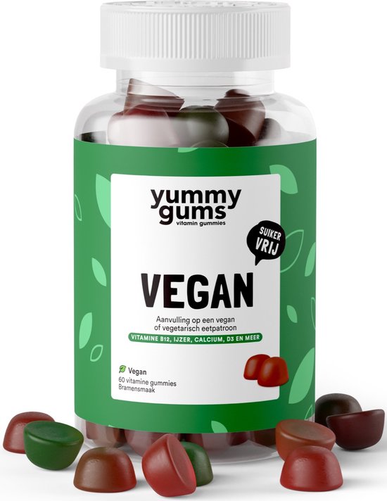 Yummygums Vegan - Multivitamine met extra Ijzer, vitamine B12, calcium en  Vitamine D3... | bol.com