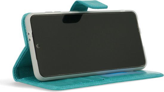 Apple iPhone 14 Pro Max Case Turquoise & Verres Screen Protector - Wallet Book Case - Porte-cartes & Languette magnétique