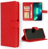 Casemania Hoesje Geschikt voor Apple iPhone 14 Plus Rood - Portemonnee Book Case - Kaarthouder & Magneetlipje
