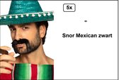 5x Snor Mexican zwart - mexico snor festival thema feest verjaardag verkleed feest party