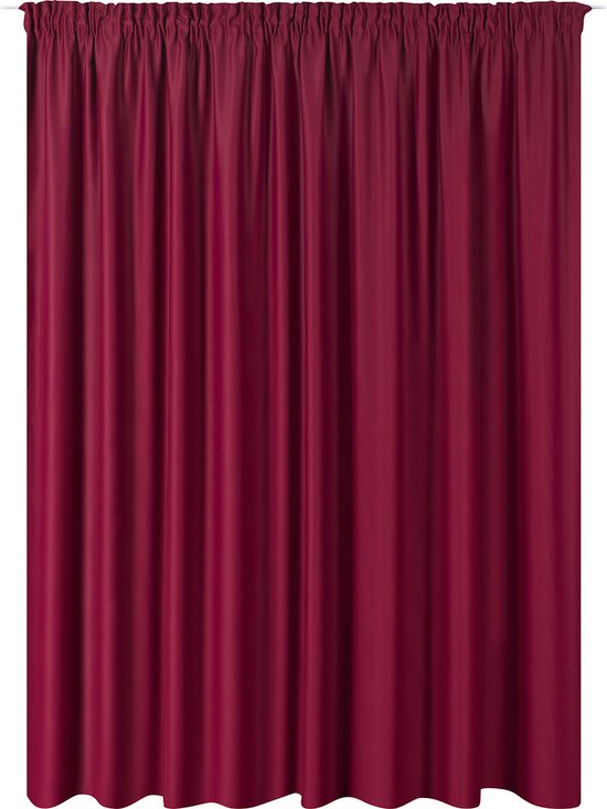 Foto: Jemidi kant en klaar blikdicht gordijn gordijn met plooiband 245 x 300 cm voor op gordijnrail bordeauxrood