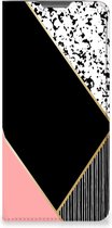 Bookcase Hoesje Motorola Moto G52 | Moto G82 Smart Cover Black Pink Shapes
