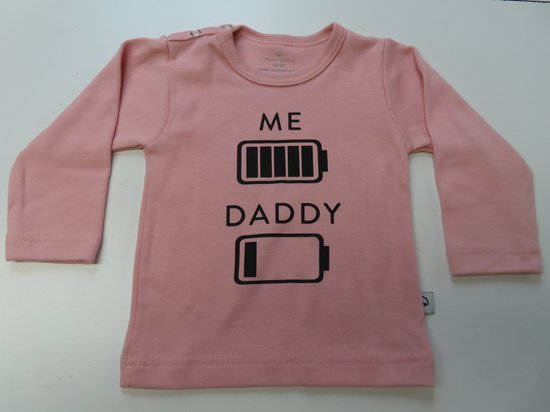 Wooden buttons - Basics - Tshirt - Roze - Me ...  daddy .... - 74 / 80