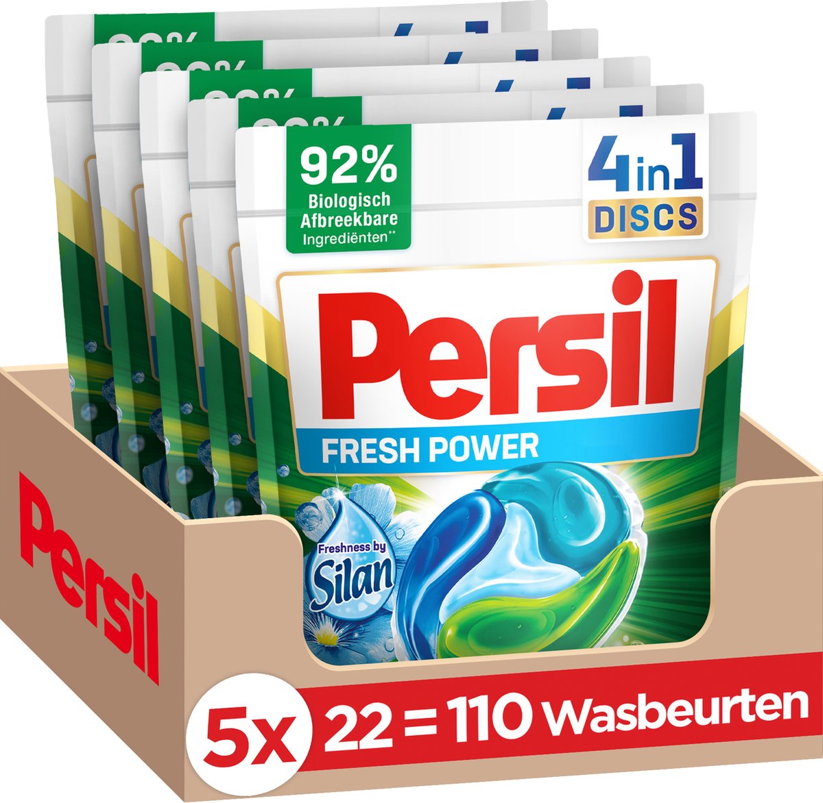 Goedkoopste Persil 4in1 Discs Freshness by Silan Wascapsules - Wasmiddel Capsules - Voordeelverpakking - 5 x 22 wasbeurten
