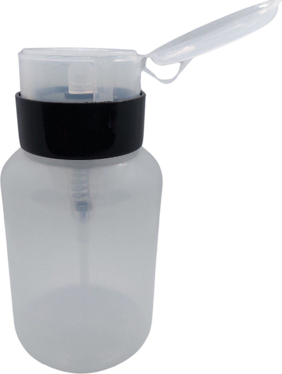 Pompdispenser (mendapomp) - 210 ml - zwart - Ideaal voor vloeistof binnen de pedicure / manicure / nagelspecialiste /schoonheidssalon