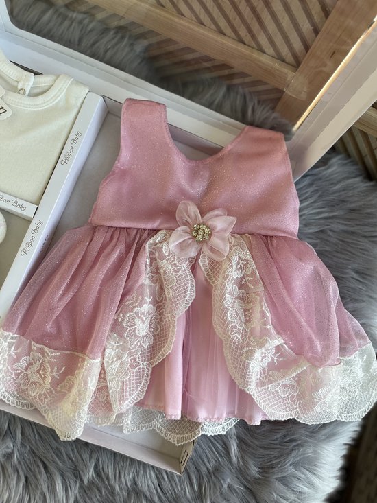 Doopjurk baby meisje tule prinses jurk lange mouwen M28