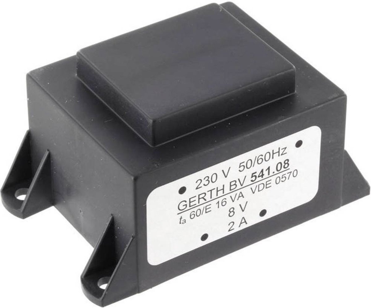 Gerth PTA541502 Printtransformator 1 x 230 V 2 x 7.50 V/AC 16 VA 1066 mA