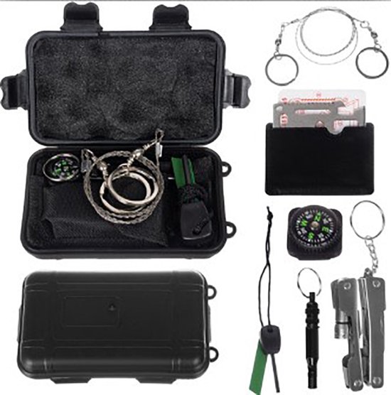 7-in-1 Emergency Survival Kit - multifunctioneel - kamperen - met opbergbox
