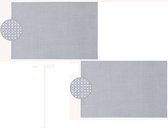 2x Sets de table rectangulaires gris/lilas violet - Plastique - 45 x 30 cm - Dessous de verre