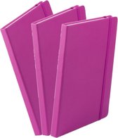 Set van 5x stuks luxe schriften/notitieboekje fuchsia roze met elastiek A5 formaat - blanco paginas - opschrijfboekjes-100 paginas