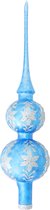 Pic bleu de Luxe avec fleurs de glace scintillantes 30 cm Pics de Noël - Pics d'arbres de Noël / Pics de Noël - Pics de Verres de luxe
