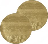 2x stuks ronde placemats goud glitter 38 cm van kunststof - Borden onderleggers