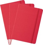 Set de 3 cahiers/carnet de luxe rouge avec élastique format A5 - 80x pages blanches - cahiers - couverture rigide