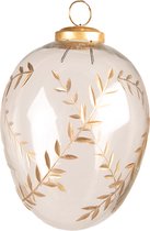Clayre & Eef Kerstbal Ø 12 cm Transparant Glas Ovaal Takjes Kerstdecoratie
