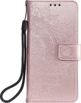 Shop4 - Xiaomi 12 Hoesje - Wallet Case met Pasjeshouder Mandala Patroon Roségoud