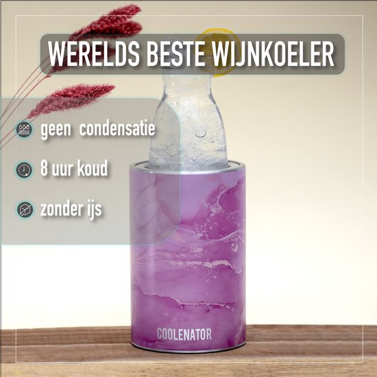 Coolenator champagnekoeler – wijnkoeler – flessenkoeler – met vrieselement - Roze Marmer - Coolenator