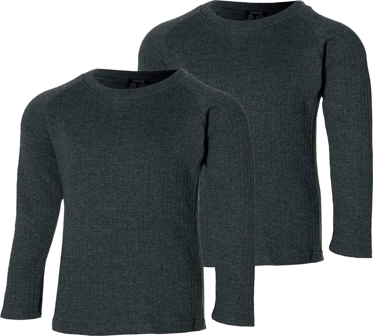 Heatkeeper two-pack thermoshirt kinderen - Antraciet - 128/134