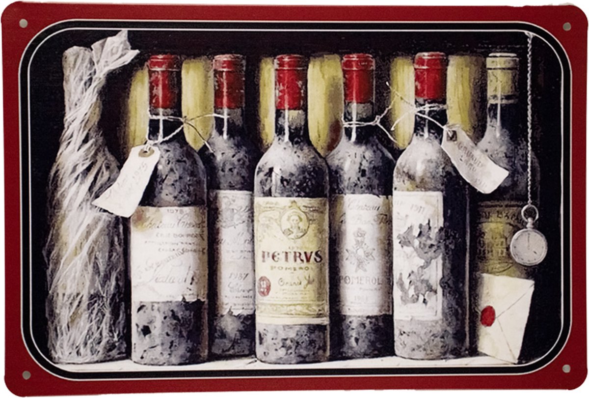 Wijn Wine Wijnen van de wereld Reclamebord van metaal METALEN-WANDBORD