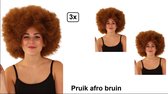 3x Afro pruik bruin disco - one size - festival disco carnaval afrokapsel 70s and 80s disco peace flower power happy together toppers