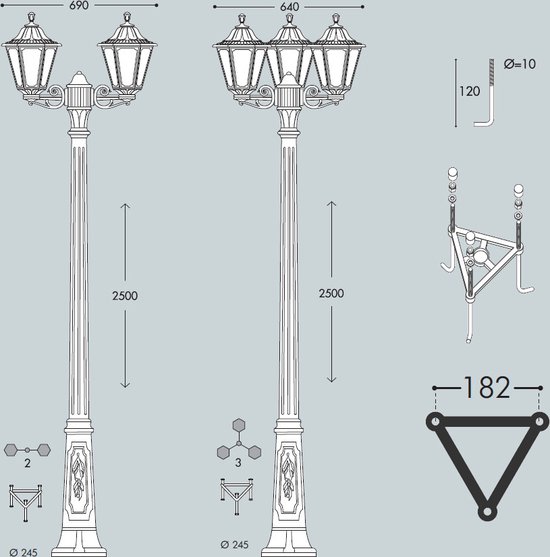 Ricu Rut Fumagalli Rut Ricu Bisso Dual - Tuinverlichting - Lantaarnpaal - Zwart ...