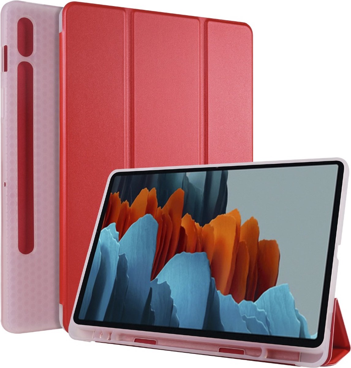 Hoes - Tri-Fold Case - Rood - Geschikt voor Samsung Galaxy Tab S8+ - 11 inch - SM-T970, SM-T976B