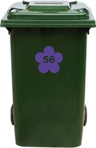 Autocollant Kliko / Autocollant poubelle - Bloem - Numéro 56 - 17x16.5 - Violet