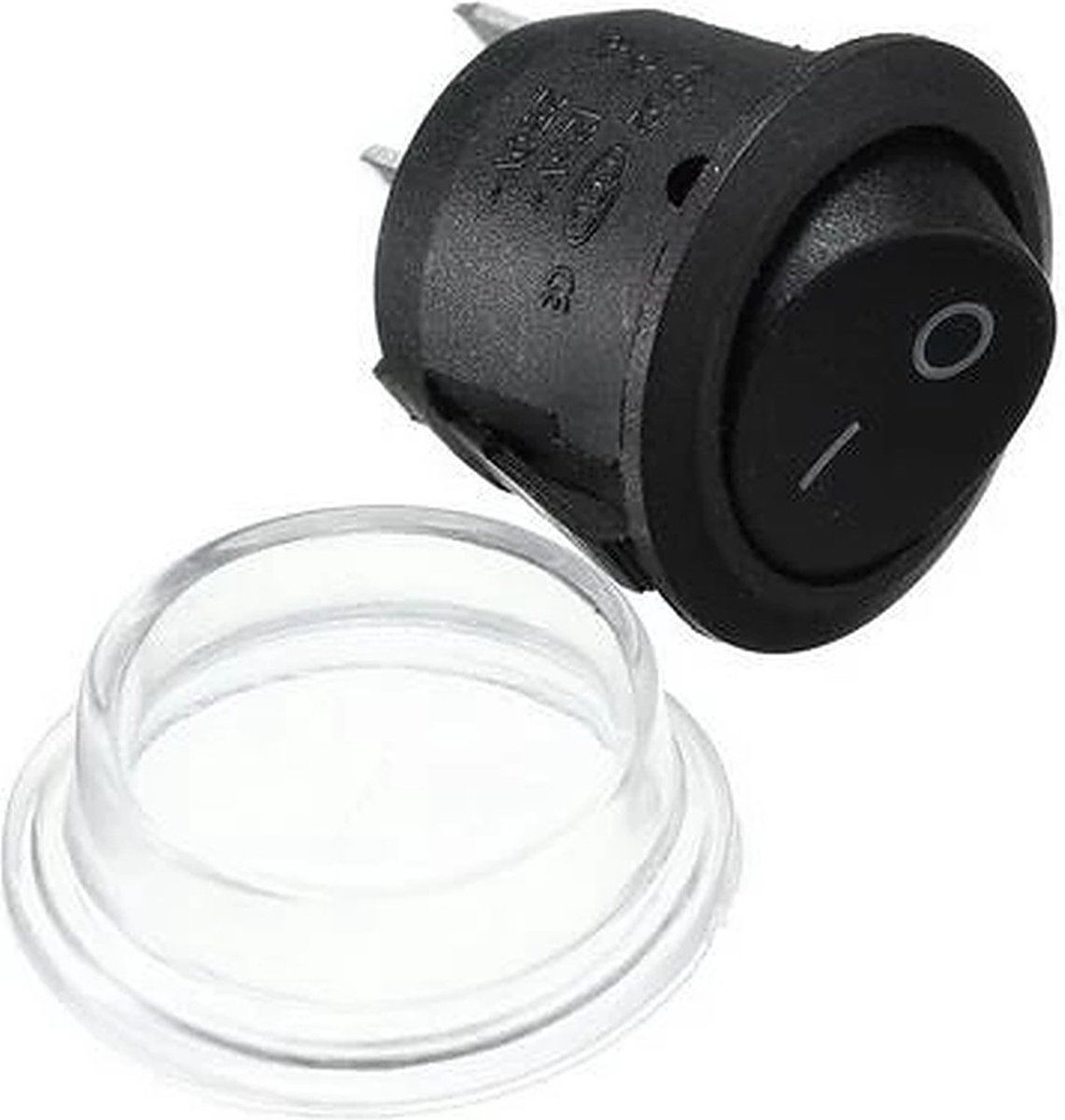 Earu® KCD1-105 Mini wipschakelaar Waterdicht - Silicone Beschermkap - Rond ⌀16.5mm On/Off - 3A/250V AC - Zwart
