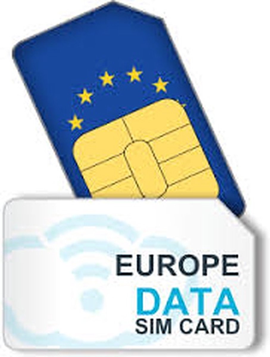 Datasimkaart EUROPA NO LIMIT DATA. Eerste 500MB per dag op 4G, daarboven 3G. Incl 5 dagen tegoed.