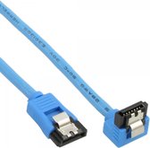 SATA datakabel - recht / haaks naar beneden - rond - SATA600 - 6 Gbit/s / blauw - 0,30 meter