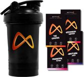 Activ8 - Starterpack DeLuxe - BlenderBottle Shaker + 4 x Focus & Energy Gaming Drink sachets - voor Gamers en E-Sporters - 4 servings