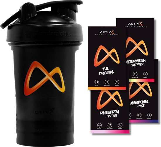 Activ8 Starterpack DeLuxe BlenderBottle Shaker + 4 x Focus & Energy
