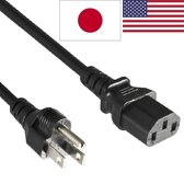 C13 (recht) - Type B / Amerika/Japan (recht) stroomkabel - SJT/VCTF AWG18/3 / zwart - 1,8 meter