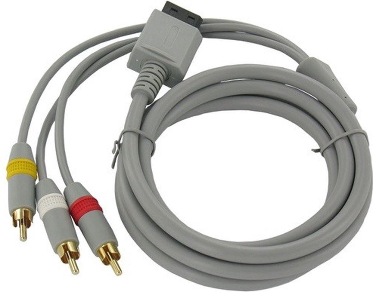 Composiet AV kabel geschikt voor Nintendo Wii, Wii Mini en Wii-U / grijs - 1,5 meter - Dolphix