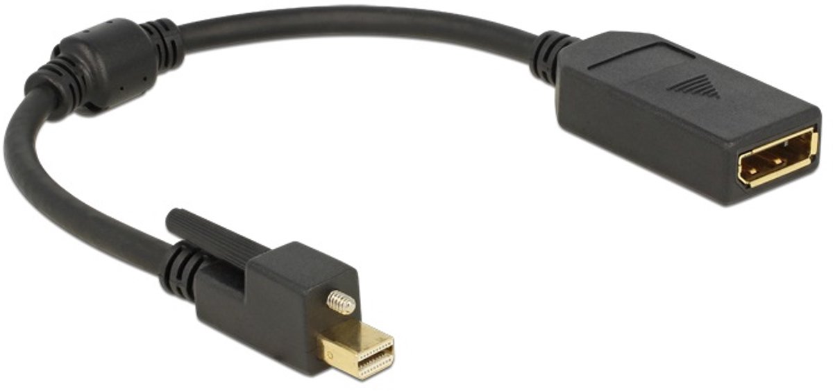 Image of Mini DisplayPort (met schroef) - DisplayPort adapter - versie 1.2 (4K 60 Hz) / zwart - 0,20 meter