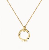Premium Chunky Twisted Circle Ketting – 14K Goud Verguld 925 Sterling Zilver – Cirkel Collier – Valentijn Cadeautje Dames