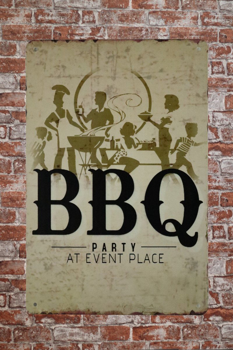 BBQ Party Event - BBQ decoratie - Metalen wandbord - BBQ - Retro bord - Mancave decoratie 