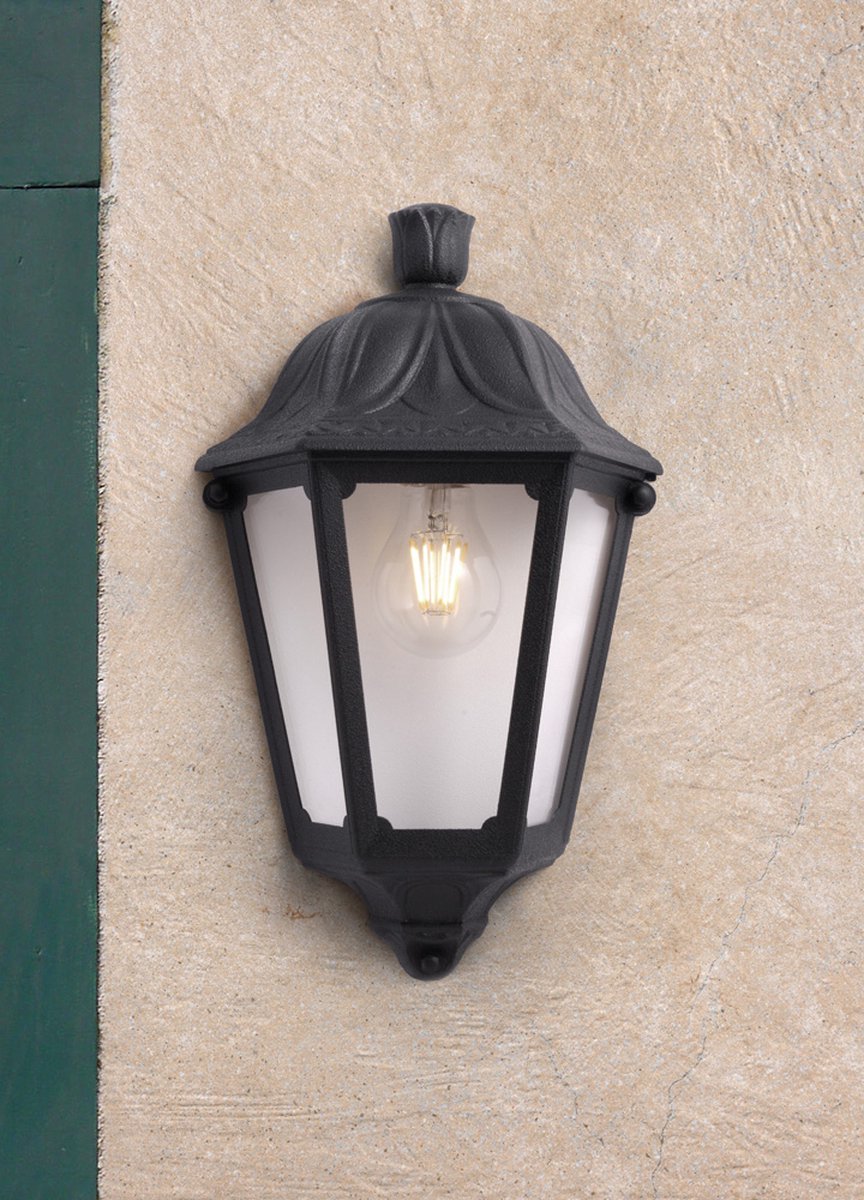 Fumagalli Iesse - Tuinverlichting - Wandlamp - Zwart - Helder Glas - LED Lamp