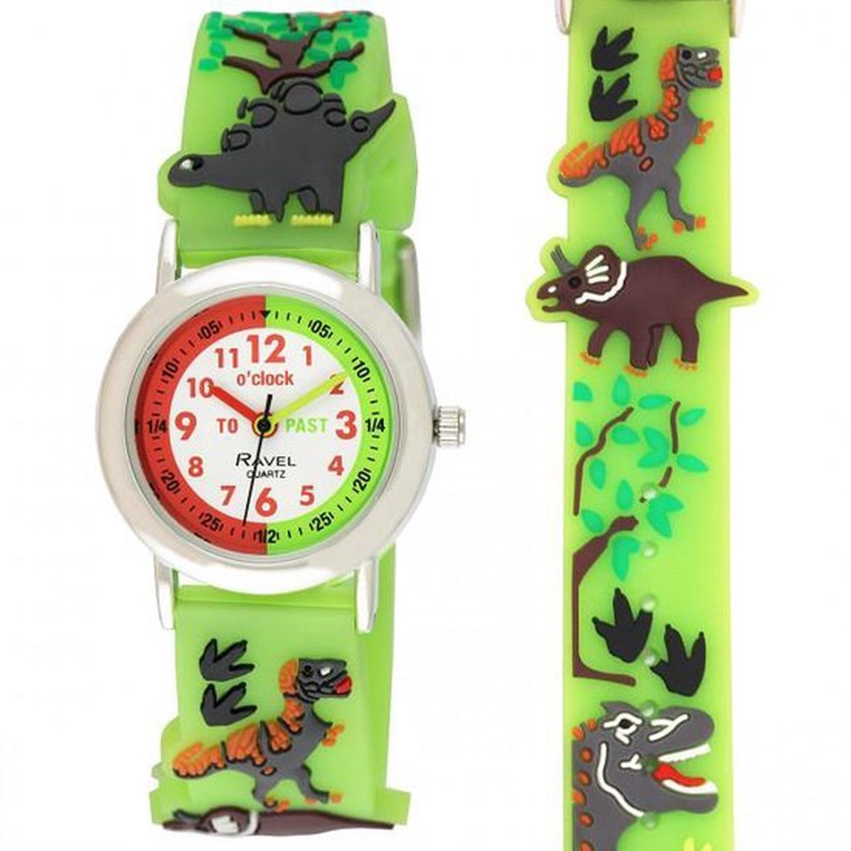 Kinderen groene dinosaurus horloge (In Engels) - Analoog Kwarts