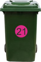 Kliko Sticker / Vuilnisbak Sticker - Nummer 21 - 17 x 17 - Roze