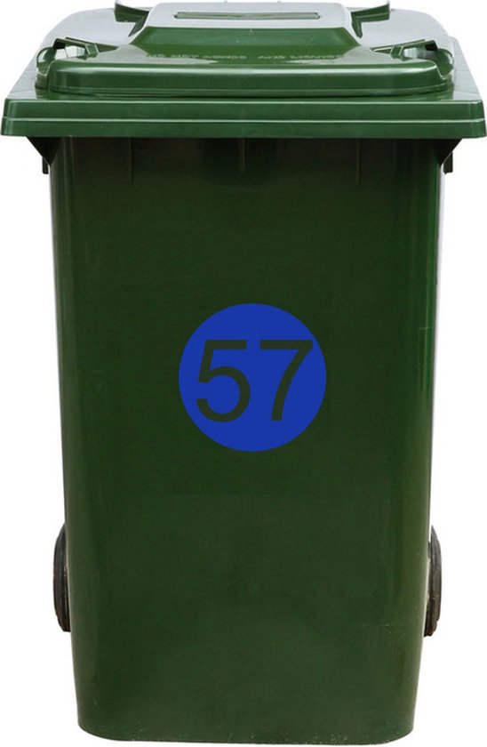 Kliko Sticker / Vuilnisbak Sticker - Nummer 57 - 17 x 17 - Blauw