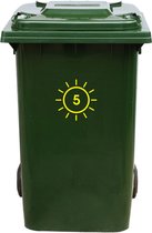 Autocollant Kliko / Autocollant poubelle - Soleil - Numéro 5 - 16,5x16,5 - Jaune