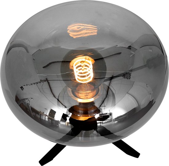 Steinhauer - Tafellamp - Zwart - E27 - Voor Binnen - Glas - Woonkamer - Eetkamer