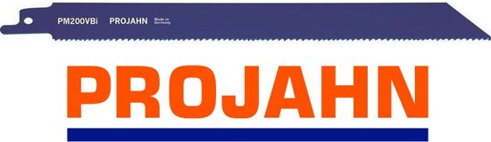 Donkerblauw reciprozaagblad met PROJAHN logo en 'Made in Germany' tekst.